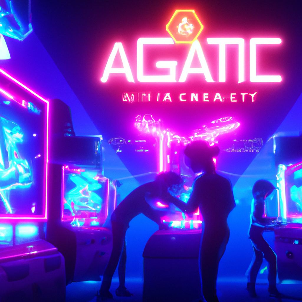 Hero: neon arcade session with HUD overlays